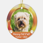 Dubbele aangepaste fotonaam Jaar Pet Herfst Orname Keramisch Ornament (Links)