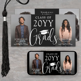 Dubbele Afstuderen 2 Gediplomeerden Zwart Wit Geza Aankondiging