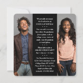 Dubbele Afstuderen 2 Grads & 4 Foto's Zwart & Wit Aankondiging (Achterkant)