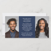 Dubbele Afstuderen 2 Grads Navy & Wit Gezamenlijke Aankondiging (Achterkant)