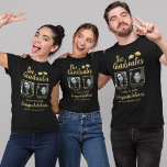 Dubbele Afstuderen proeffamilie T-shirt<br><div class="desc">Vier hun prestaties in stijl met onze stijlvolle gezamenlijke afstuderen T-shirts voor familie en vrienden! Elk t-shirt heeft een vierkante foto van de twee trotse afgestudeerden, faux gouden folie mortarboards, gepersonaliseerd met hun namen, school / hogeschool en klasjaar. Met een aanpasbare felicitatieboodschap is het de perfecte manier om je trots...</div>