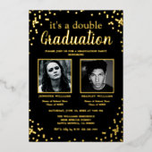 Dubbele Afstuderen twee foto Folie Uitnodiging (Voorkant)