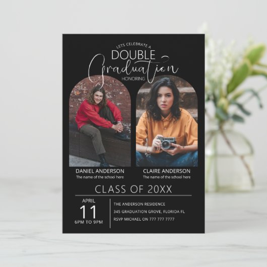 Dubbele Afstuderen Uitnodiging van het Afstuderen  (Staand voorkant)