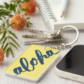 Dubbele Aloha-Sleutelhanger met Punahou-kleuren Sleutelhanger (Voorkant Rechts)