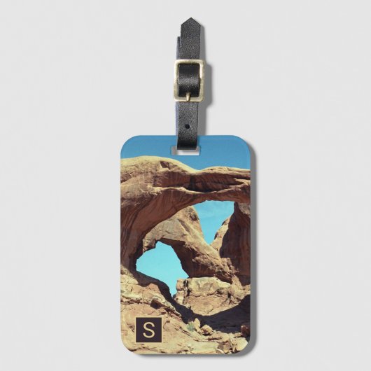 Dubbele Arch Desert Foto met Monogram Bagagelabel (Voorkant (verticaal))