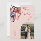 Dubbele Arch Roze Huwelijksfoto Bedankkaart (Voorkant)