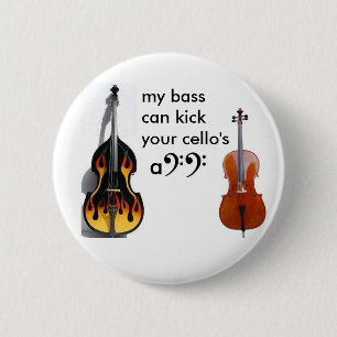 Dubbele baars vs. cello ronde button 5,7 cm