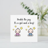 dubbele baby - felicitaties , nieuwe tweeling  kaart (Staand voorkant)