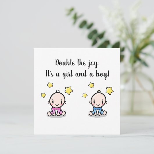 dubbele baby - felicitaties , nieuwe tweeling  kaart (Staand voorkant)