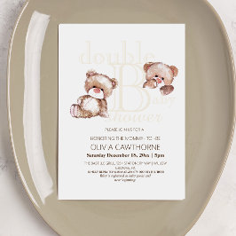 Dubbele Baby Shower Cute Moderne Beren Dubbel Kaart