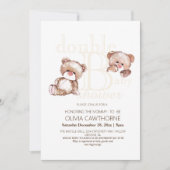 Dubbele Baby Shower Cute Moderne Beren Dubbel Kaart (Voorkant)