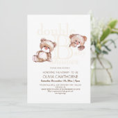 Dubbele Baby Shower Cute Moderne Beren Dubbel Kaart (Staand voorkant)