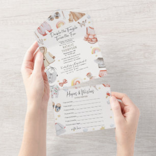 Dubbele Baby shower met dubbele problemen voor twe All In One Uitnodiging