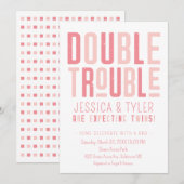 Dubbele Baby shower met tweekleppige jongen/meisje Kaart (Voorkant / Achterkant)