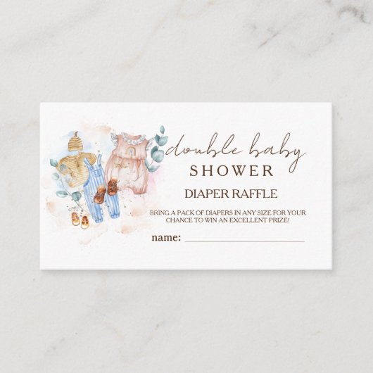 Dubbele Baby shower Schattigee Luier Raffle Enclos Informatiekaartje (Voorkant)