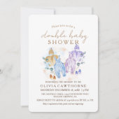 Dubbele baby shower uitnodiging Cute moderne baby  (Voorkant)