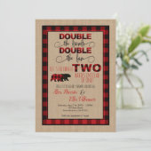 Dubbele Baby shower Uitnodiging Lumberjack (Staand voorkant)