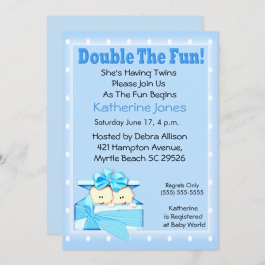 Dubbele baby Shower-uitvindingen Kaart (Voorkant / Achterkant)