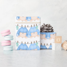 Dubbele babyboeien op waslijn cadeaupapier