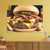 Dubbele bacon cheeseburger canvas afdruk (Insitu (Woonkamer))