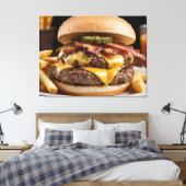 Dubbele bacon cheeseburger canvas afdruk (Insitu (Slaapkamer))