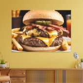 Dubbele Bacon Cheeseburger Canvas Afdruk (Insitu (Woonkamer))