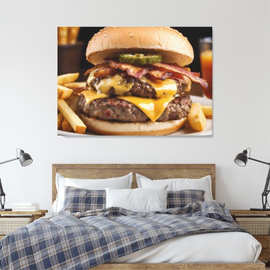 Dubbele Bacon Cheeseburger Canvas Afdruk (Insitu (Slaapkamer))