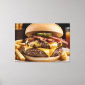 Dubbele Bacon Cheeseburger Canvas Afdruk (Voorkant)
