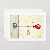 Dubbele ballon Waterverf Briefkaart (Voorkant / Achterkant)