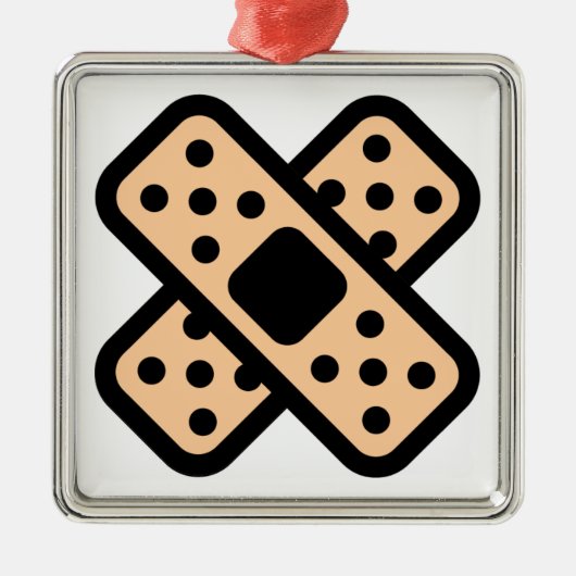 Dubbele Band-aids Metalen Ornament (Voorkant)