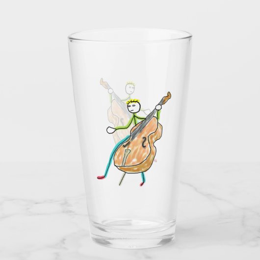 Dubbele Bas Stickman Glas (Voorkant)