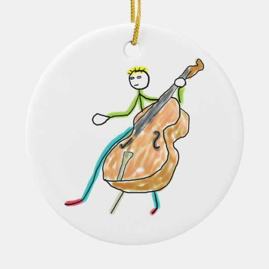 Dubbele Bas Stickman Keramisch Ornament (Voorkant)