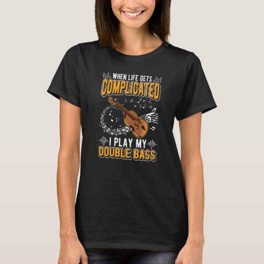 Dubbele Bass Contrabasspeler T-shirt (Voorkant)
