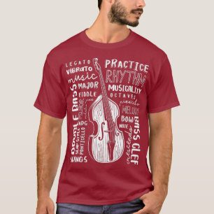 Dubbele bass Word Cloud Upright Art Music T-shirt