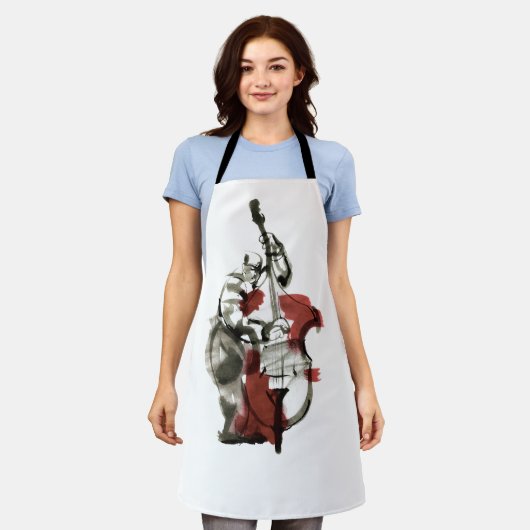 Dubbele basspeler schort (Gedragen)