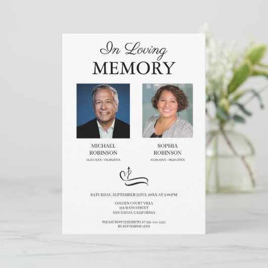 Dubbele begrafenisfoto kaart (Staand voorkant)