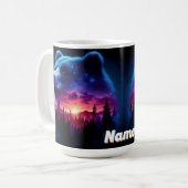 Dubbele belichting Beer met levendige zonsondergan Koffiemok (Voorkant links)