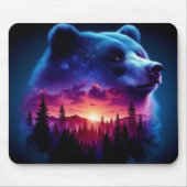 Dubbele belichting Beer met levendige zonsondergan Muismat (Voorkant)