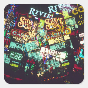 Dubbele belichting, casinoborden, Las Vegas, Vierkante Sticker