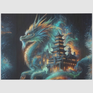 Dubbele belichting Chinese Draak & Tempel Decoupag Tissuepapier