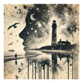 Dubbele belichting Portret met Sterrenhemel Lighth Foto Afdruk (Voorkant)