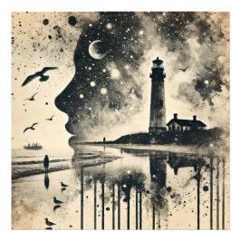 Dubbele belichting Portret met Sterrenhemel Lighth Foto Afdruk