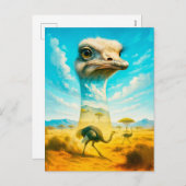 Dubbele belichting portret van struisvogel feestdagenkaart (Voorkant / Achterkant)