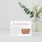 Dubbele Beren Theme Girls Baby shower Book Request Informatiekaartje (Staand voorkant)