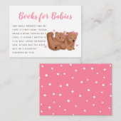Dubbele Beren Theme Girls Baby shower Book Request Informatiekaartje (Voorkant / Achterkant)