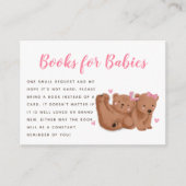 Dubbele Beren Theme Girls Baby shower Book Request Informatiekaartje (Voorkant)