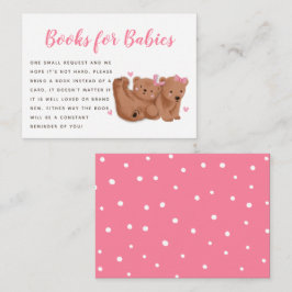 Dubbele Beren Theme Girls Baby shower Book Request Informatiekaartje
