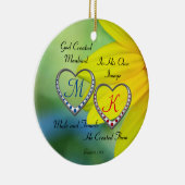 Dubbele blauwe en rode hematocrietMonogrammen met Keramisch Ornament (Rechts)