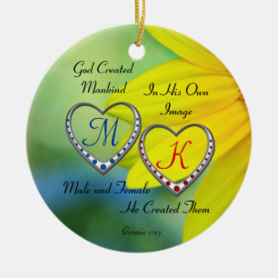 Dubbele blauwe en rode hematocrietMonogrammen met  Keramisch Ornament