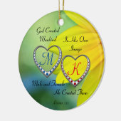 Dubbele blauwe en rode hematocrietMonogrammen met Keramisch Ornament (Links)